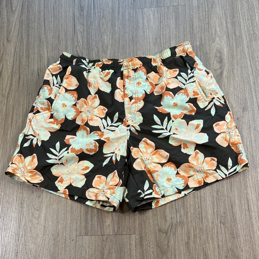 Columbia Floral Print Shorts in Black and Orange